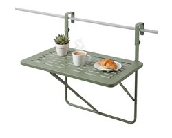 Lomera Balkontafel Hangend - Inklapbare Hangtafel voor Balkon - Klaptafel in Hoogte Verstelbaar - Opklapbare Balkonbar - Balkon Tafel voor Reling - Wandtafel - Bijzettafel Buiten - Vouwtafel Ophangbaar voor Balkonrek - Mat Groen