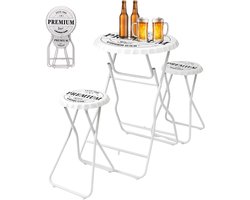 Lomera Bartafel Met 2 Stoelen - Metalen Bistrotafel - Opklapbare Bartafelset - Premium Lounge Bar Design - Tuin- En Homeparty - Robuust En Stevig - Metalen Tafel En Krukjes - Hoogte Bartafel - Diameter Bartafel
