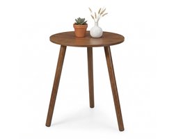 Lomera Bijzettafel Rond - Walnoot - Houten Bijzettafeltje - Salontafel Klein - Driepoot - Nachtkastje - Voor Woonkamer en Slaapkamer - Plantentafel - Banktafel - Scandinavisch - Hoektafel - Telefoon Tafeltje - Koffietafel - Rond Tafeltje - Bruin