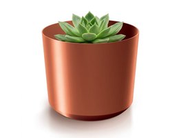 Lomera Bloempot Koperkleurig Rond - Plantenpot voor Binnen en Buiten - Decoratief Metallic Plantenbak voor op Balkon en Terras - Bloembak Woonaccessoire - Kunststof Sierpot Koper