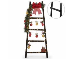 Lomera Decoratie Ladder Zwart - Houten Ladderrek - Eigentijdse Uitstraling - Veelzijdig Te Gebruiken - Badkamer Slaapkamer Woonkamer - Handdoekrek - Kledingrek - Vrijstaand Ladderrek - Interieur Decoratie - Handdoek Ladder