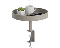 Lomera Dienbladtafel Met Klem - Metaal - Taupe - Bijzettafel - Geschikt Voor Tafels - Tafelklem - Metalen Dienblad - Compacte Tafel - Moderne Stijl - Multifunctioneel - Ruimtebesparend - Dienblad Tafel