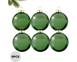 Lomera Groene Kerstballen - Glazen Kerstballen - Kerstdecoratie Glas - Kerstboom Decoratie - 8 CM Diameter - Set Van 6 - Stijlvolle Kerstballen - Robuuste Kwaliteit - Traditionele Kerstdecoratie - Moderne Kerststijl