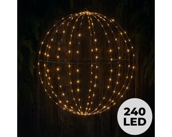 Lomera Kerst Lichtbol Metaal - Kerstfiguur - Kerstlampjes - Kerstverlichting met Timer - Extra Warm Wit Licht - 240 LED - 40 CM - Binnen en Buiten - Zwart Metalen Frame - Opvouwbaar Ontwerp - Ip44 - Kerstbal LED