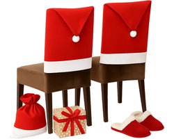 Lomera Kerst Stoelhoezen - Stoelhoes Kerstmis - Set van 6 - Feestelijke Sfeer - Kerstversiering Stoelen - Polyester Stoelhoezen - Kerstdecoratie Stoelen - Eetkamer Stoelhoezen - Rugleuninghoes - Stoelbescherming Kerst