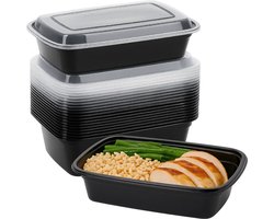 Lomera Meal Prep Bakjes - Kunststof Bakjes - 1 Compartiment - Herbruikbaar En Duurzaam - Stapelbare Bakjes - Luchtdichte Deksels - Transparante Deksels - 1200 ML Inhoud - Vaatwasmachine Geschikt - Koelkast En Vriezer - Bpa Vrij - Lunchbox Set