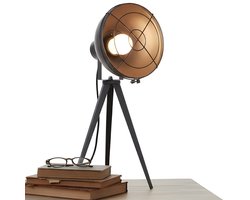 Lomera Metalen Tafellamp - Grijze Tafellamp - Drie-Poots Lamp - Spotlight Model - Mat Grijs - Tafellamp Met Snoerschakelaar - Bureaulamp - Tafellamp Voor Woonkamer - Tafellamp Voor Slaapkamer - Nachtlamp - Nachtkastje Lamp