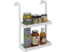 Lomera Ophangrek met Zuignappen - Praktisch Opbergrekje - Kunststof Plankjes - Multifunctioneel Design - Sterke Zuignappen - Voor Keuken - Voor Badkamer - Voor Kantoor - Zonder Boren - Badkamer Organizer - Opbergsysteem - Wit Ophangrek