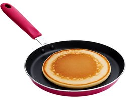 Lomera Pannenkoekenpan - Pfas Vrij - Keramische Anti-Aanbaklaag - Inductie Geschikt - Geperst Aluminium - Uitstekende Warmtegeleiding - Softtouch Handgreep - Ophangoog - Roze - Zwart Binnenkant - Roze Buitenkant - Crepe Pan