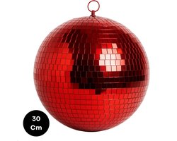 Lomera Rode Discobal - Discobal 30 CM - Spiegelbal - Feestelijke Sfeer - Schuim en Spiegelglas - Licht Weerkaatsen - Speels Lichtspel - Blikvanger - Ophangbaar - Woonkamer Decoratie - Creatieve Twist - Interieur Accessoire - Disco Bol