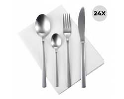 Lomera Roestvrijstalen Bestekset - 24-Delig Bestek - Glanzende Finish - Spiegelafwerking - Vaatwasserbestendig - Zware Kwaliteit - Hoogglans Bestek - Tafelbestek Set - Tafellepels - Tafelvorken - Tafelmesen - Dessertlepels