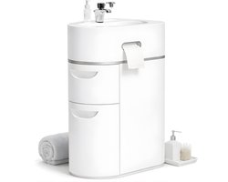 Lomera Smal Badkamerkastje - Smalle Badkamerkast - Badkamerkast Smal - Smalle Opbergkast Badkamer - Badkamer Opbergkast Smal - Vrijstaande Badkamerkast - Staand Badkamerkastje - Badkamerkastje Vrijstaand