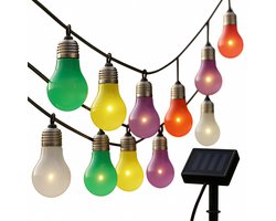 Lomera Solar Feestverlichting - Multicolour LED Lampen - Solar Oplaadbare Lamp - Lichtsnoer op Zonne-energie - Tuinverlichting op Zonne-energie - LED Lampjes Slinger - Buitenverlichting Solar - Sfeerverlichting Buiten - 10 LED Lampen