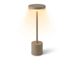 Lomera Tafellamp Oplaadbaar - Dimbaar - Touch Lamp - Nachtlamp - Draadloos - LED - Voor Slaapkamer - Bureaulamp - Nachtlampje - Nachtkastje - Taupe - Touchlamp - Voor Woonkamer - 3 Kleurmodi - USB - Metaal - Warm en Koud Wit - Sfeerverlichting