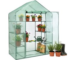 Lomera Tuinkas - Kweekkas Met Rekken - Metalen Frame - Groene Hoes - Ritssluitingen - Broeikas - Metalen Roosters - Kunststof Hoes - Foliekas - Kas Voor Moestuin - Groene Kweekkas - Tuinkas Met Ritssluiting - Kweekkas Voor Buiten