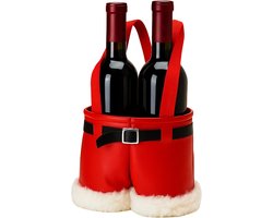 Lomera Wijnfleshouder Kerstbroek - Kerst Wijnfleshouder - Kerstdecoratie Wijnfles - Kerstcadeau Wijnfles - Kerst Tafeldecoratie - Kerst Flessentas - Wijntas Kerst - Kerst Flessendrager - Kerstman Wijnfleshouder - Grappige Wijnfleshouder