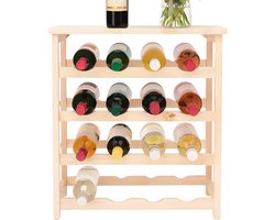 Lomera Wijnrek - Wijnrek 16 Flessen - Wijnrek Hout - Wijnrek Wit - Wijnrek Staand - Wijnrek Met Bovenblad - Wijnrek Met Plank