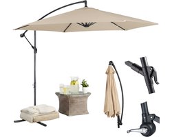 Lomera Zweefparasol - Hangparasol - Offset Parasol - Tuinparasol - Parasol Met Voet - Zweefparasol Met Voet - Zweefparasol Taupe - Hangparasol Taupe - Tuinparasol Taupe - Parasol Taupe