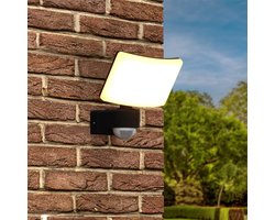 Londen - LED Wandlamp met sensor - 30 Watt 2500 Lumen - Bewegingssensor en schemerschakelaar - 3000K warm wit licht - Zwart
