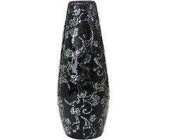 London Boutique Vazen voor bloemen, handgemaakt, decoratieve mozaïek-glittervaas, glas, cadeau, bolvormig, zwarte roos