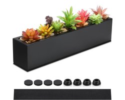 Long Rectangular Planter Window Sill Planter Metal Indoor Water Pot Large Modern Steel Planter with Drainage Holes Herb Garden Home Planter (Black40x7x7 )