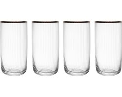 Longdrink Glazen, Drinkglazen, Set van 4 Stuks, 0.51 L, Loodvrij Glas, Gouden Rand - Mikasa | Sorrento
