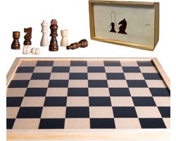Longfield Houten schaakbord met schaakstukken in houten kistje