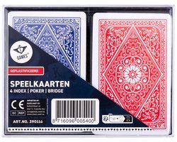 Longfield Speelkaarten – 2 Sets in Kunststof Doosje – 4 Indexen – Duurzaam Kaartspel voor Familiespel & Gezelschapsspellen – Engelhart