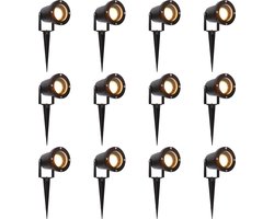 LongLife LED Tuinspots met kabel en stekker - Draaibaar en kantelbaar - 31 cm - Zwart - 12 stuks - Tuinspot - Tuin spots - Garden lights - Prikspot - Prikspots buiten