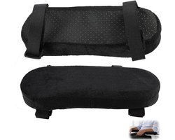 longziming -Armleuning Kussen - Elleboogsteun - Ergonomisch Stoelaccessoire - Hoogdicht Memory Schuim - Verstelbare Antislip Banden - Polyester - Wasbaar En Zacht - Verlicht Druk Bij Lang Werken - 2 Stuks