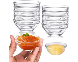 longziming -Glazen Dipschaaltjes Set 10 Stuks - Kleine Sauskommen 75 ml - Mini Schalen voor Dips, Kruiden en Hapjes - Stapelbare Keukenschaaltjes - Transparant Glas