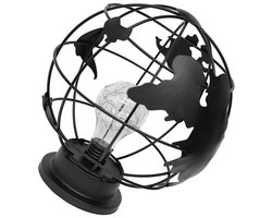 longziming -Globe Tafellamp - Decoratieve Sfeerlamp - Creatief Bolvormig Design Warmwit Licht 3000 Lm - 1 Stuk - Voor Kinderkamer Woonkamer - Zwart