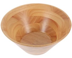 longziming -Grote Houten Saladeschaal – Natuurlijke Ronde Houten Kom voor Salade, Fruit en Snacks – Duurzame Serveerkom voor Keuken, Eettafel en Feestjes – Handgemaakt en Milieuvriendelijk