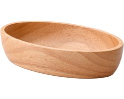 longziming -Handgemaakt Houten Serveerblad in Bootvorm – Rubberwood Fruitschaal voor Snacks, Noten en Desserts – Rustieke Houten Schaal voor Koffietafel, Feestjes en Gezinsdiners