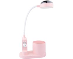 longziming -Kinderbureau Lamp met Sterrenprojector – LED Oogvriendelijk Licht – 3 Helderheidsstanden – 2000mAh Accu – USB-C Oplaadbaar – Pennenhouder – Flexibele Zwanenhals – Nachtlampje voor Kinderkamer