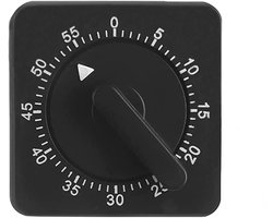longziming - Kookwekker - Kooktimer - Digitale kookwekker - 1 stuk - Mechanisch - Batterijloos - 60 minuten - Metaal veerwerk - Zwart - 6x6x2,4 cm - Voor koken, sport, studie en spellen