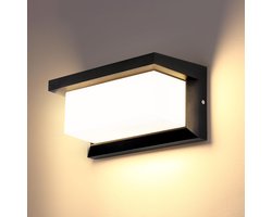 longziming -LED Buitenwandlamp met Sensor – Rechthoekig – 18W 1800 Lumen – IP66 Waterdicht – Wandlamp voor Tuin, Badkamer en Buiten – 23*11*9 cm– Wit Licht