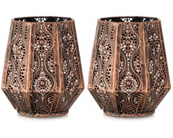 longziming -Marokkaanse Kaarsenhouder - Traditionele Lantaarn - Decoratief Lichtobject - Uitgeholde Snijwerkdesignen - Sfeervolle Schaduwprojectie - Messing En Smeedijzer -Veelzijdig Voor Woonkamer En Tuin - 1 Stuks