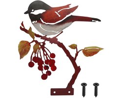 longziming -Metalen vogel – Tuindecoratie buiten – Metalen Ringmussen Tuindecoratie – Metalen Vogel Tuindecoratie met Roestafwerking – Rustieke Tuinornament Vogel – Weerbestendig IJzer – voor Thuis Balkon Tuin