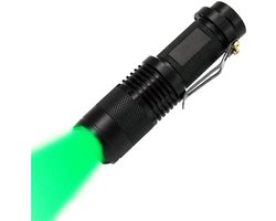 longziming -Mini Zaklamp - groene Licht - Instelbare Focus En Wasserdicht - Camping Jacht Wandelen - Zwart - 1 Stuks