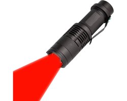 longziming -Mini Zaklamp - Kleine LED-zaklamp - Rood Licht - Instelbare Focus En Wasserdicht - 1 Stuks - Camping Jacht Wandelen - Zwart