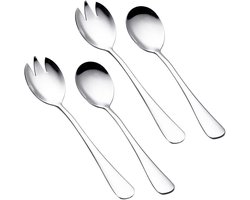 longziming - Salade Bestek Set - Salatbesteck - 4-Delig Servieset - Roestvrij Staal Constructie - Spiegelpolijste Afwerking - Roestvrij Staal - Duurzaam En Hygiënisch Ontwerp - Ideaal Voor Camping En Reizen