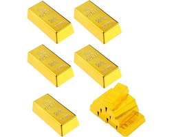 longziming - Set Van 5 Gouden Replica Staven - Plastic Nep Goudstaven - Decoratieve Gouden Bakstenen Voor Woonkamer, Kantoor En Home Decoratie - 6×2.7×1.7cm