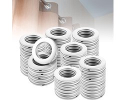 longziming -Set van 50 Gordijnringen Ø42 mm Binnenmaat – Mat Zilver Acryl – Stil & Soepel Glijdend voor Gordijnroedes tot 35 mm