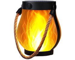 longziming -Solar Vlamlamp met Henneptouw – Waterdicht – Dansend Vlammeneffect – USB & Zonne-energie – 12×13 cm – 1 Stuk
