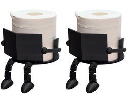 longziming -Toiletpapierhouders – WC-rolhouders – Wandmontage & Vrijstaand – Installatie zonder gereedschap – Ruimtebesparend ontwerp – Robuust & Slijtvast – Geoptimaliseerd voor kleine ruimtes – 2 Stuk – Zwart