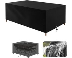 longziming -Tuinmeubelhoes 210 × 110 × 70 cm – Waterdichte Tuinmeubelhoes – Oxford Beschermhoes voor Tuintafel en Tuinset – UV- en Windbestendig – Inclusief Opbergtas – Zwart