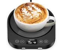 longziming - Verwarmde onderzetter - Koffie Warmer - Elektrische Kopjesverwarmer - 9 Temperatuurstanden - Automatische Uitschakeling - Bureau Drinkverwarmer Voor Koffie Thee Melk - Zwart