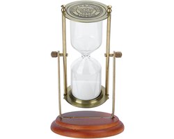 longziming -Vintage Zandloper – 360° Draaibare Zandtimer van 15 Minuten met Witte Zandvulling, Decoratieve Timer voor Bureau, Woonkamer en Kantoor