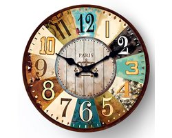 longziming -Wandklok – Stille Vintage Wandklok van Hout 12 Inch – Geruisloos Quartz Uurwerk, Landelijke Stijl – Batterijgevoed